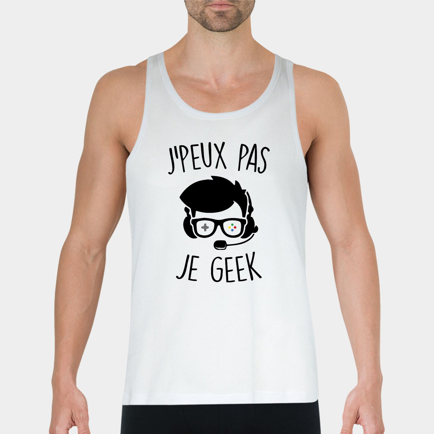 Débardeur Homme J'peux pas je geek Blanc