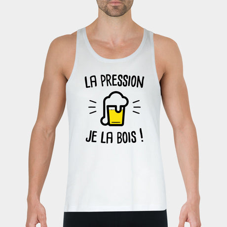 Débardeur Homme La pression je la bois Blanc