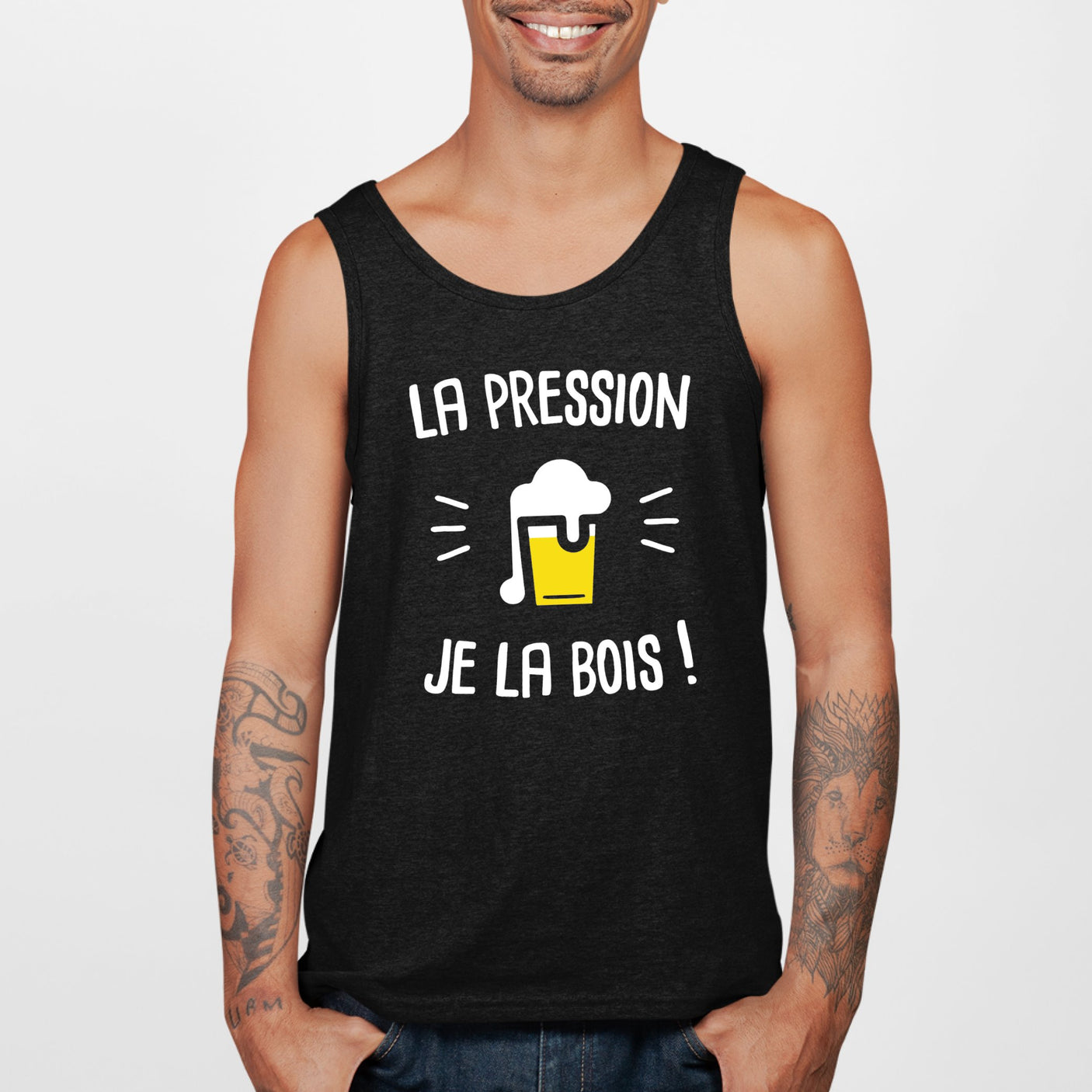 Débardeur Homme La pression je la bois Noir