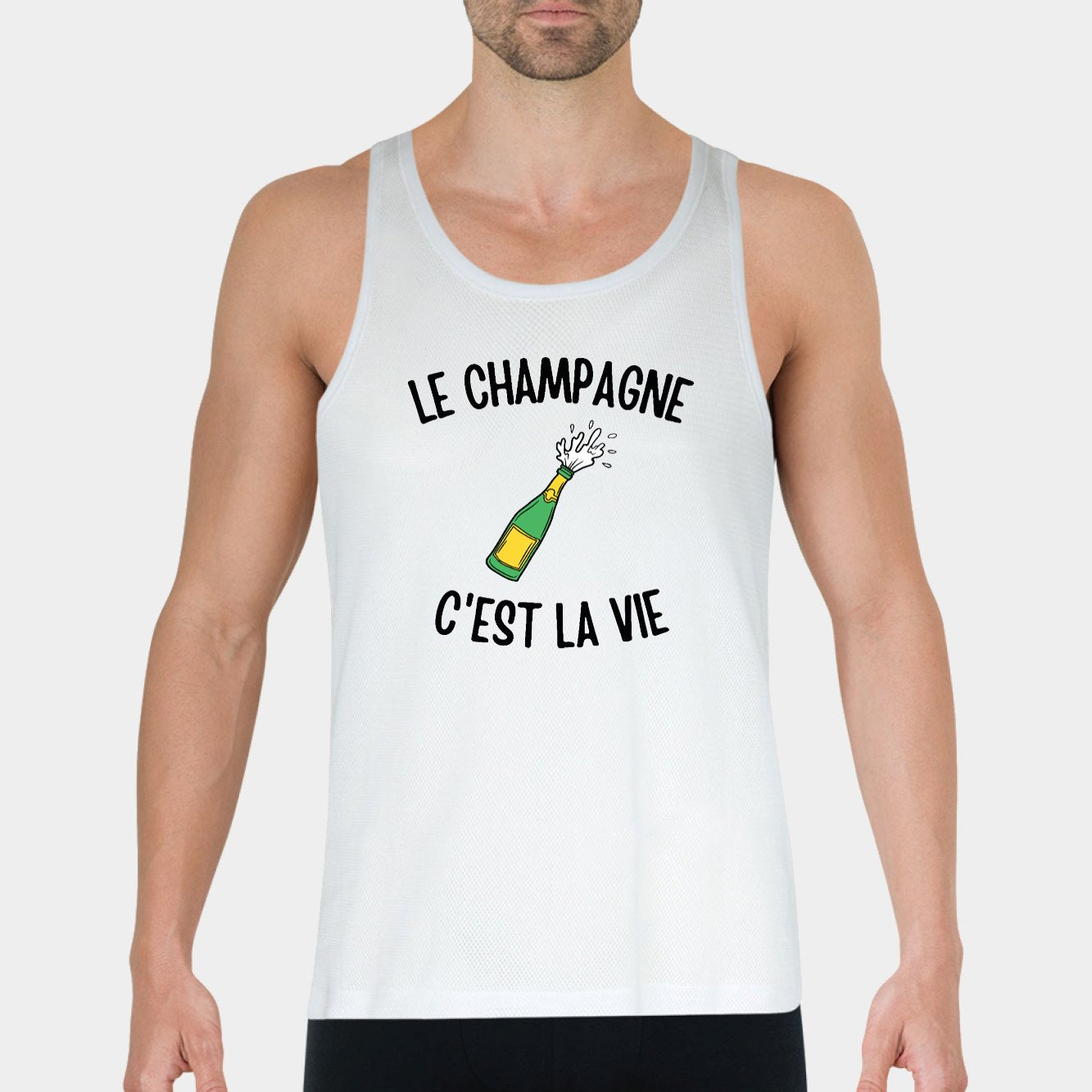 Débardeur Homme Le champagne c'est la vie Blanc