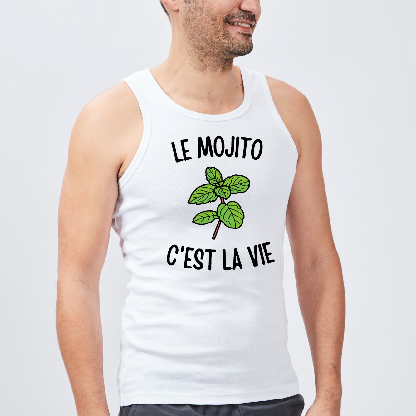 Débardeur Homme Le mojito c'est la vie Blanc