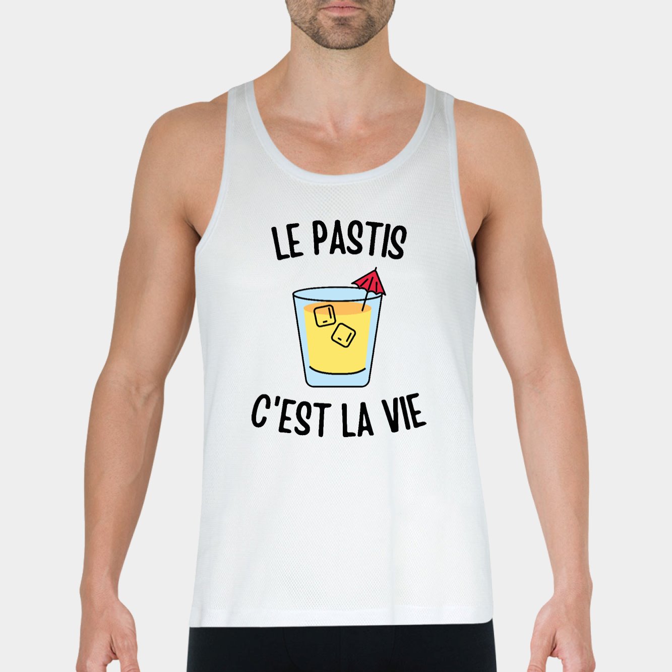 Débardeur Homme Le pastis c'est la vie Blanc