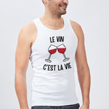 Débardeur Homme Le vin c'est la vie Blanc