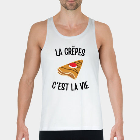 Débardeur Homme Les crêpes c'est la vie Blanc