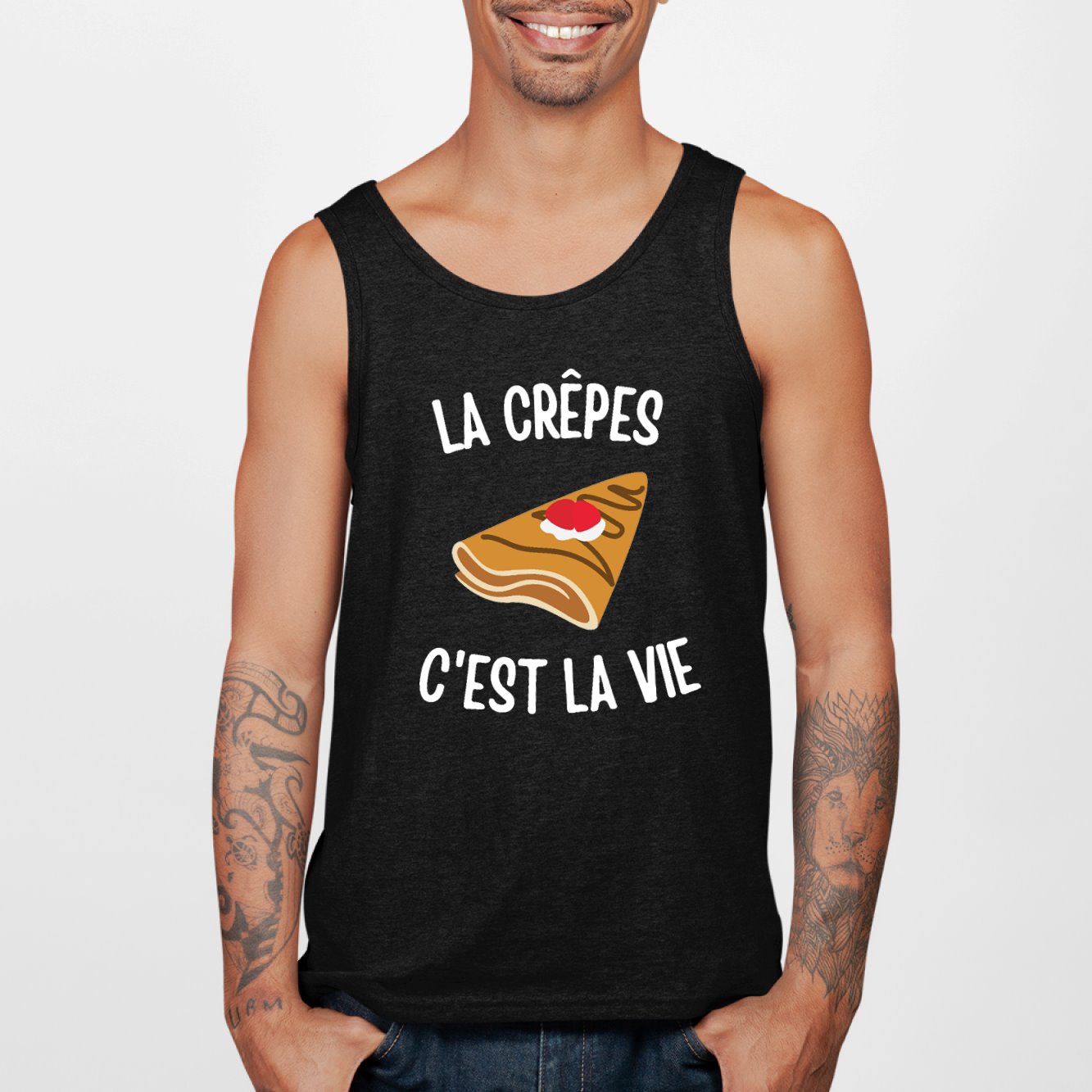 Débardeur Homme Les crêpes c'est la vie Noir