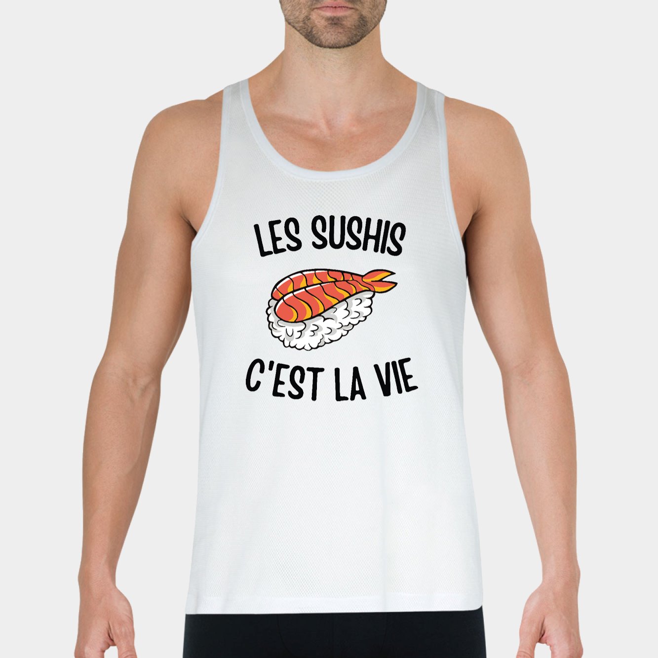 Débardeur Homme Les sushis c'est la vie Blanc