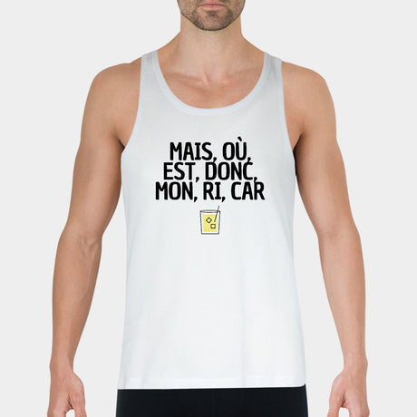 Débardeur Homme Mais, où, est, donc, mon, ri, car Blanc