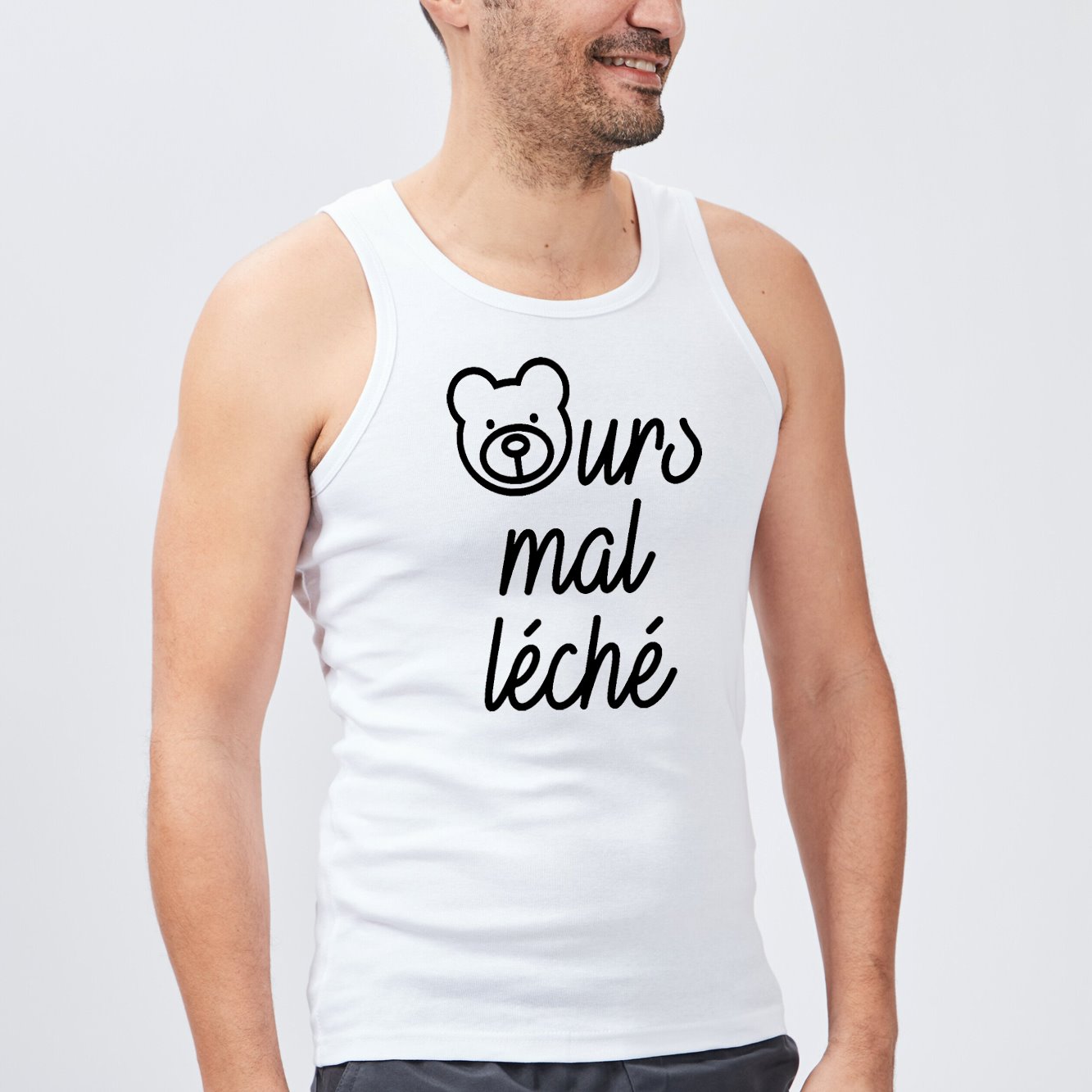 Débardeur Homme Ours mal léché Blanc