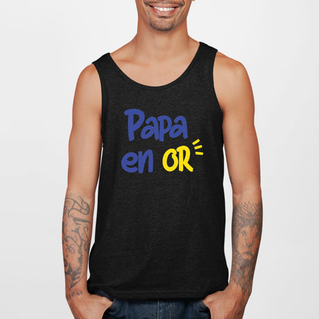 Débardeur Homme Papa en or Noir