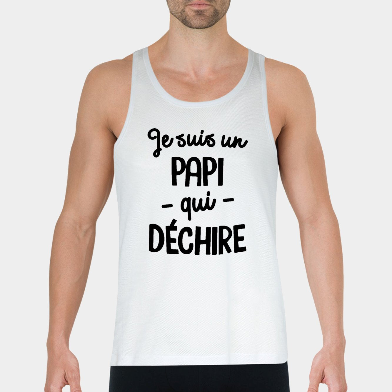 Débardeur Homme Papi qui déchire Blanc