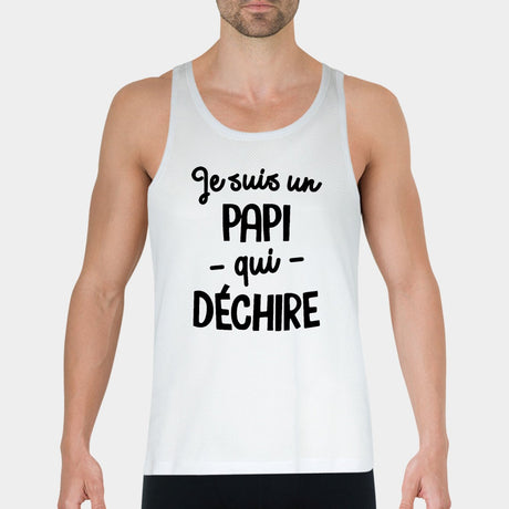 Débardeur Homme Papi qui déchire Blanc