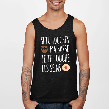 Débardeur Homme Si tu touches ma barbe je te touche les seins Noir