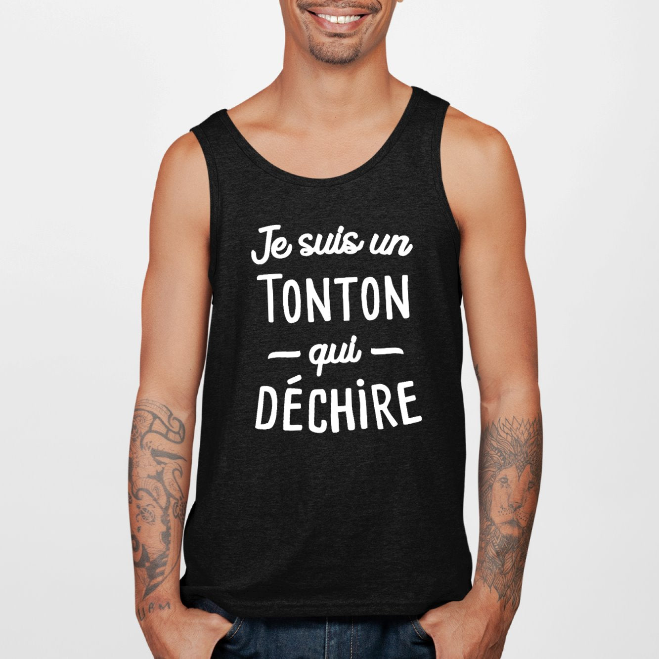 Débardeur Homme Tonton qui déchire Noir