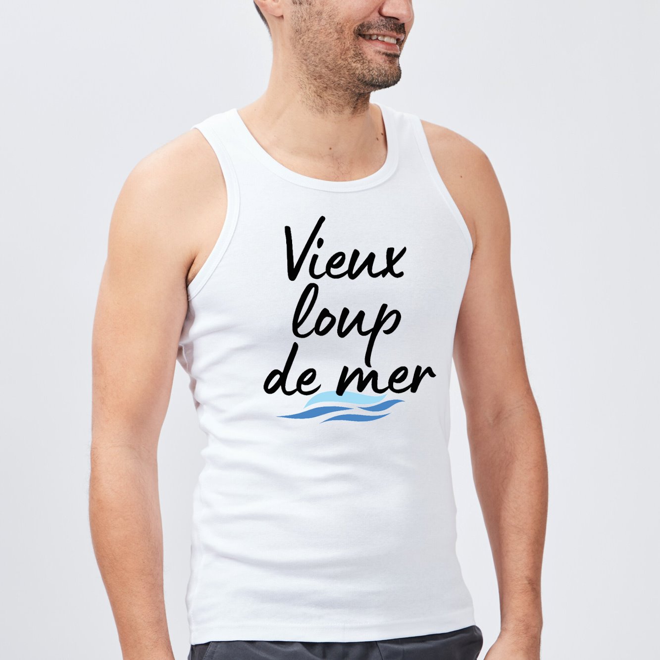 Débardeur Homme Vieux loup de mer Blanc