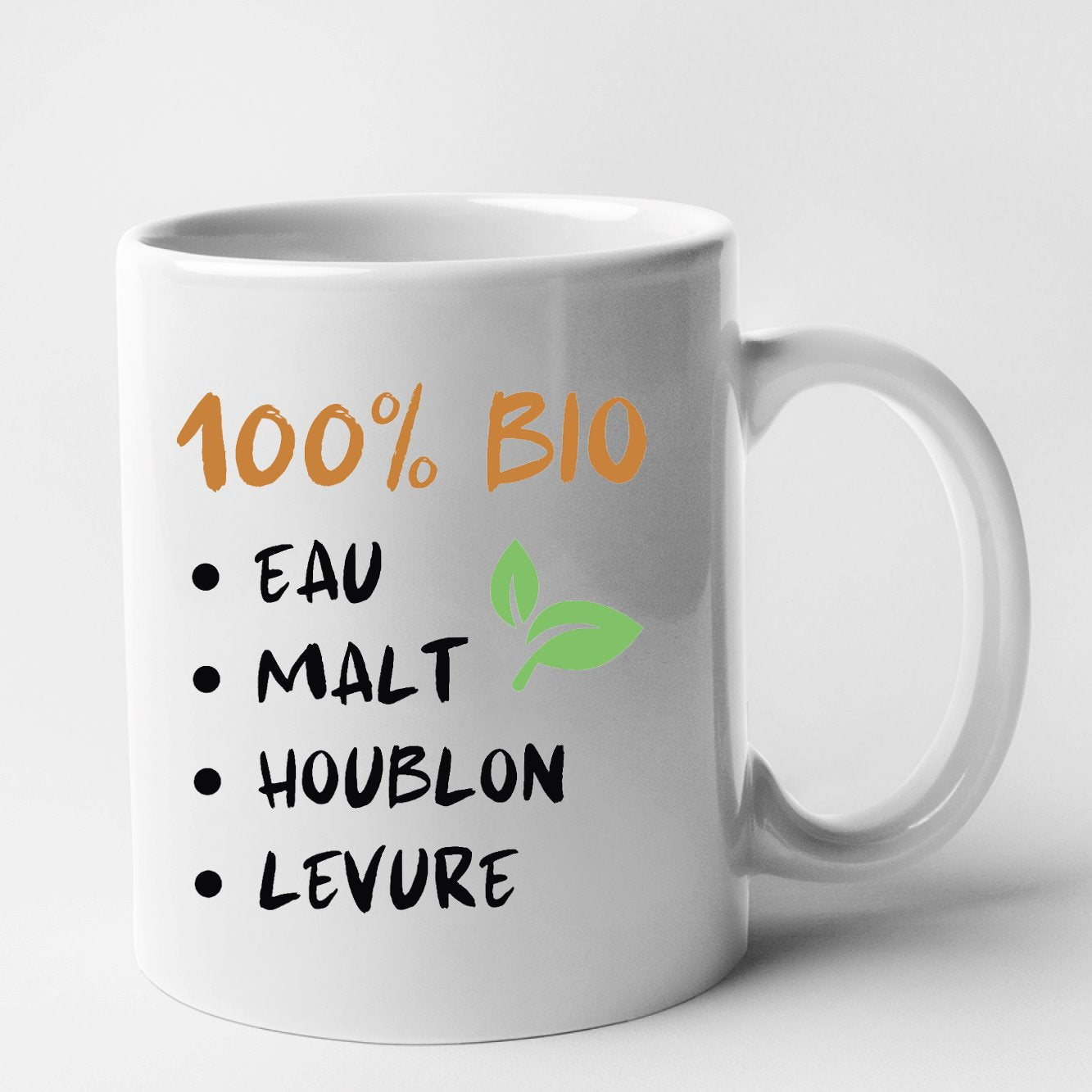 Mug 100% bio eau malt houblon levure Blanc