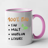 Mug 100% bio eau malt houblon levure Rose