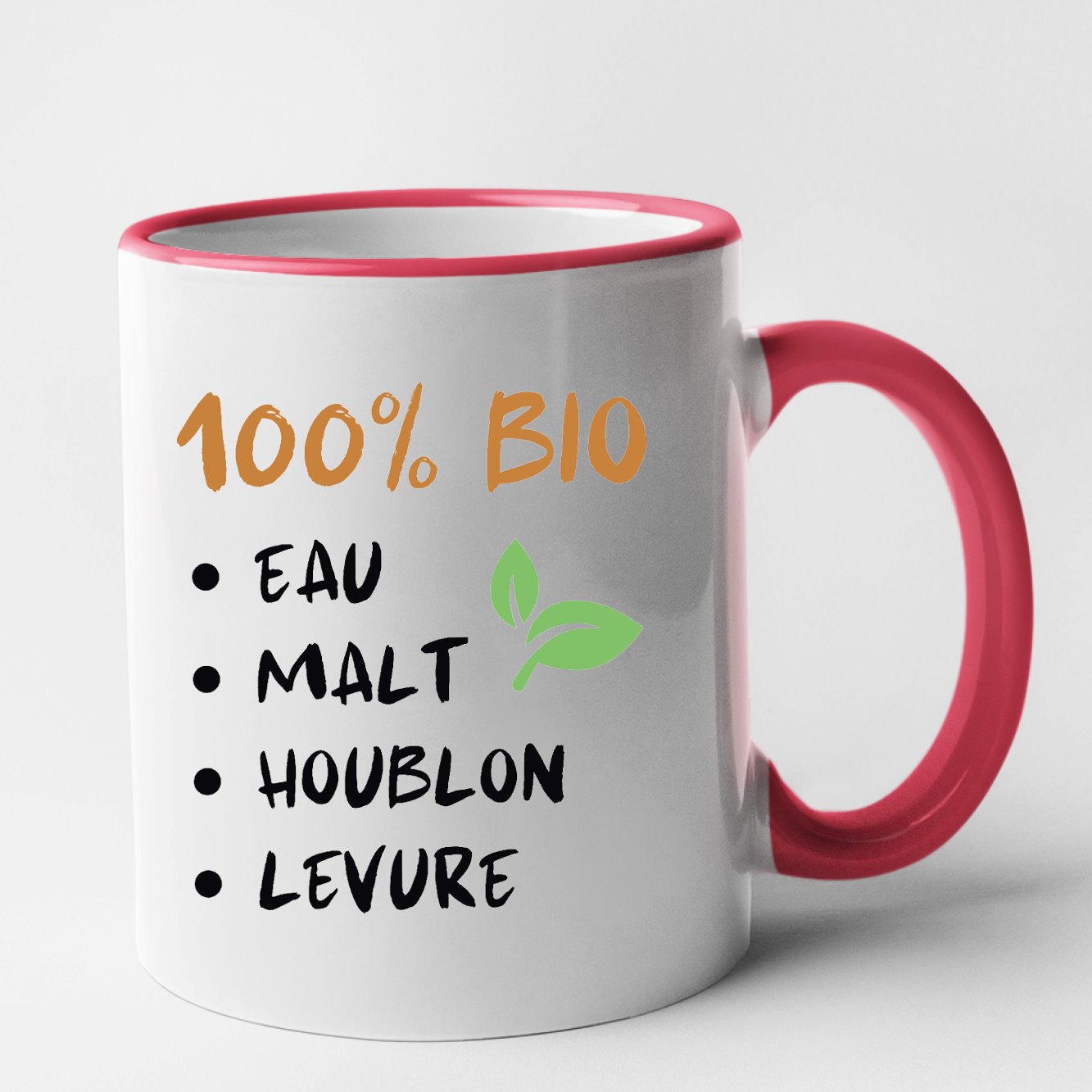 Mug 100% bio eau malt houblon levure Rouge