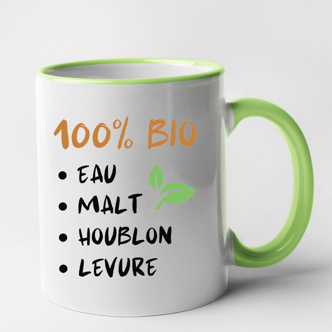 Mug 100% bio eau malt houblon levure Vert