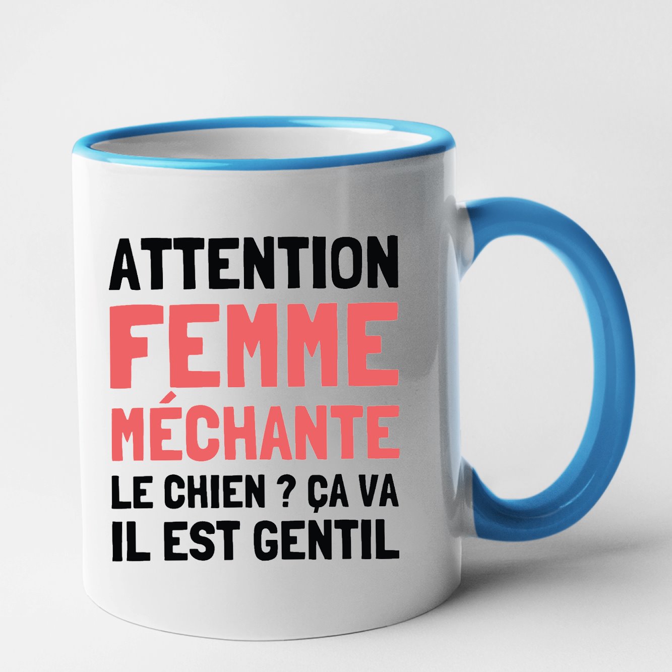 Mug Attention femme méchante Bleu