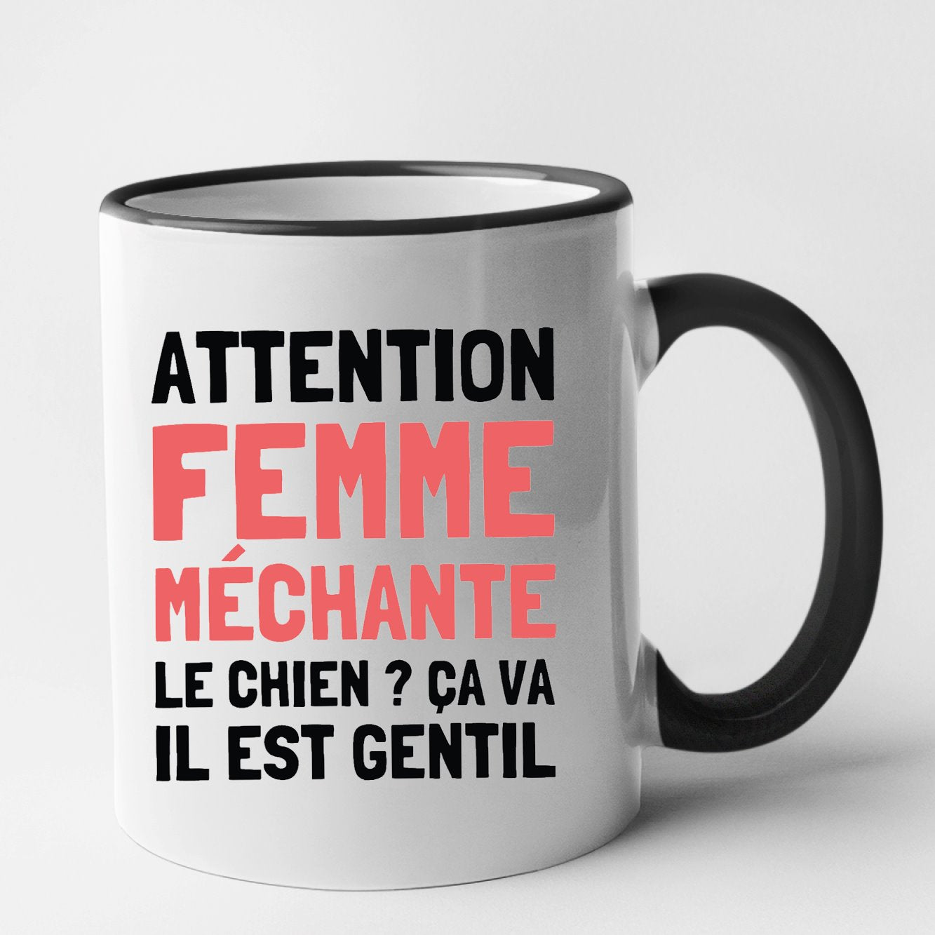 Mug Attention femme méchante Noir