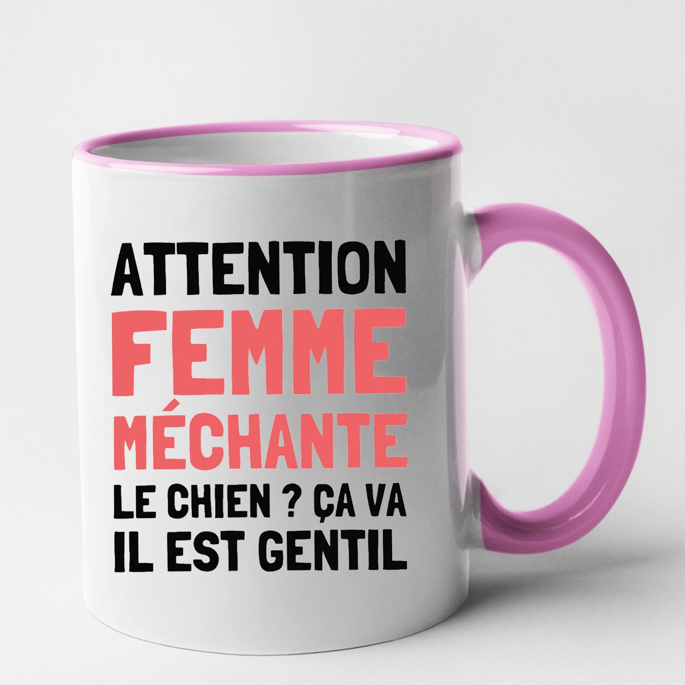 Mug Attention femme méchante Rose