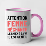 Mug Attention femme méchante Rose