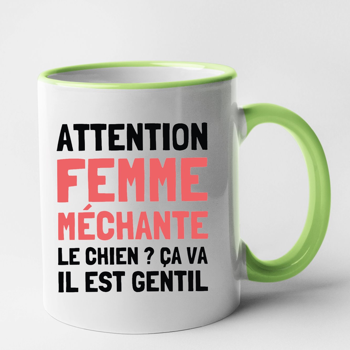 Mug Attention femme méchante Vert