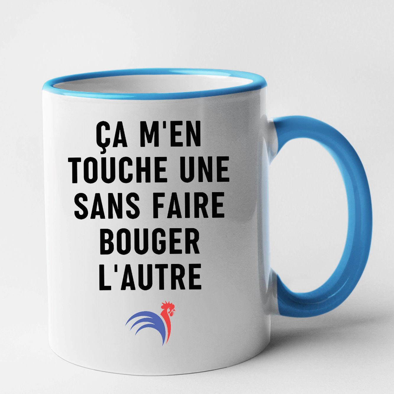 Mug Ça m'en touche une sans faire bouger l'autre Bleu