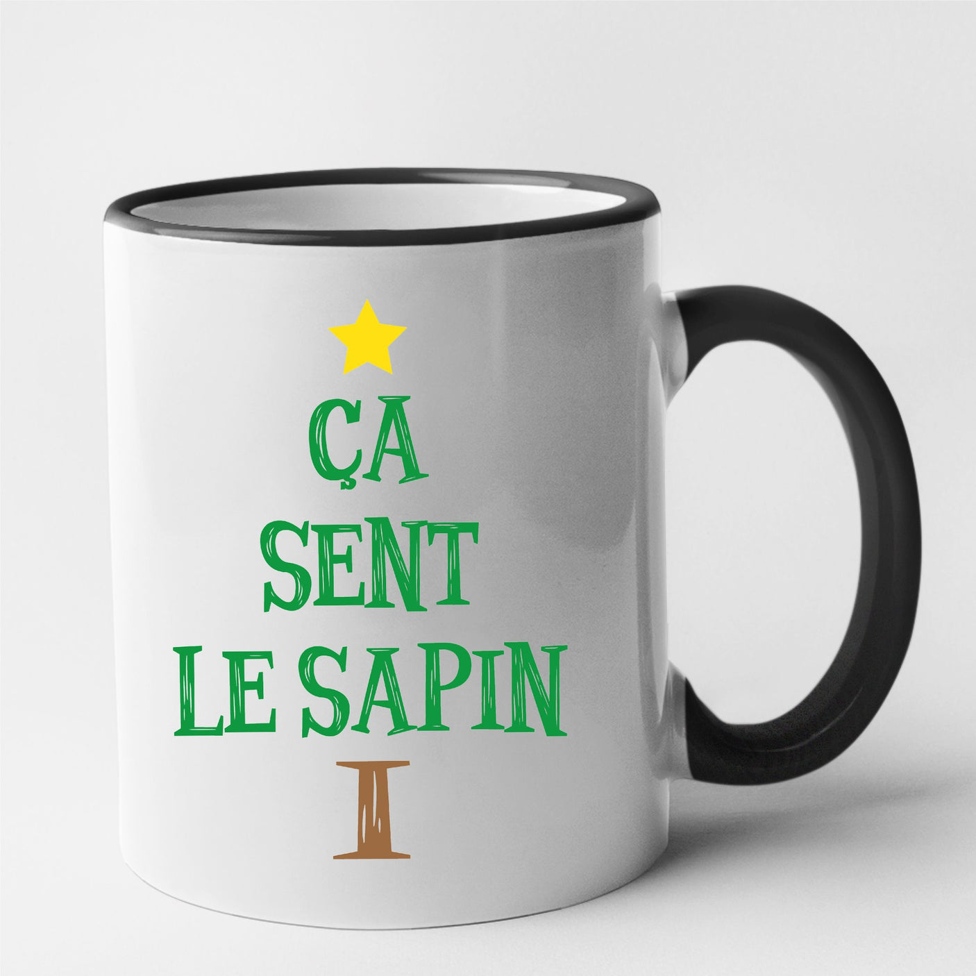 Mug Ça sent le sapin Noir