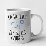 Mug Ça va chier des bulles carrées Blanc