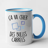 Mug Ça va chier des bulles carrées Bleu