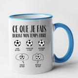 Mug Ce que je fais durant mon temps libre Foot Bleu