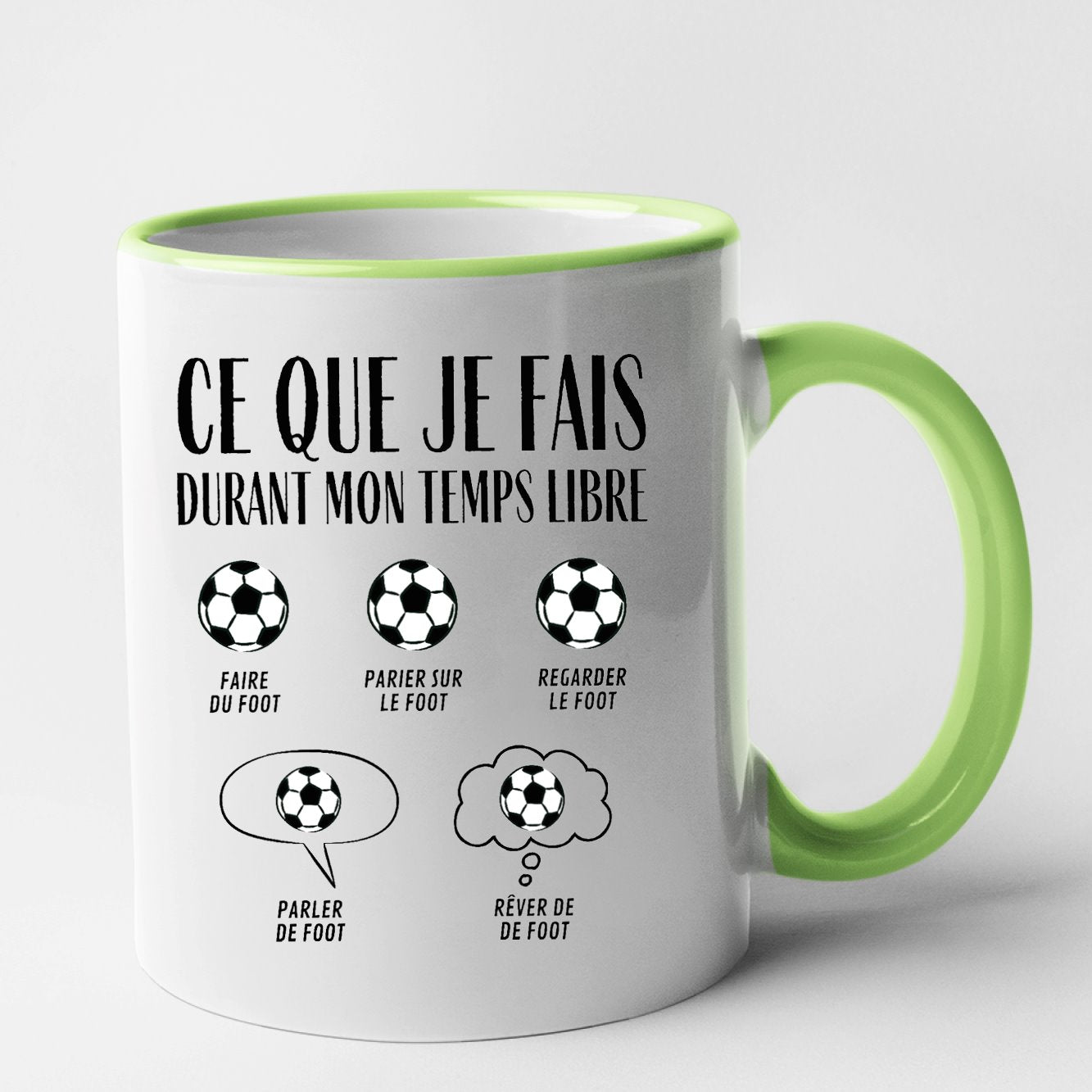 Mug Ce que je fais durant mon temps libre Foot Vert