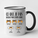 Mug Ce que je fais durant mon temps libre Jeux vidéo Noir