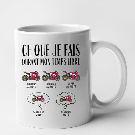 Mug Ce que je fais durant mon temps libre Moto Blanc