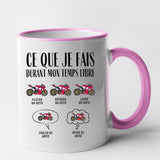 Mug Ce que je fais durant mon temps libre Moto Rose