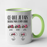 Mug Ce que je fais durant mon temps libre Moto Vert