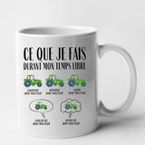 Mug Ce que je fais durant mon temps libre Tracteur Blanc