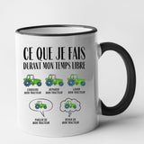 Mug Ce que je fais durant mon temps libre Tracteur Noir