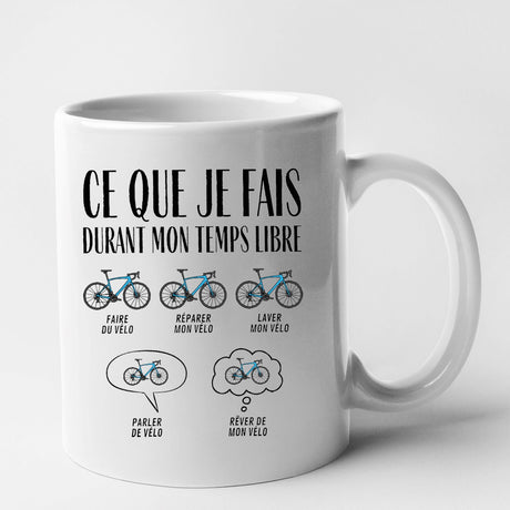 Mug Ce que je fais durant mon temps libre Vélo Blanc