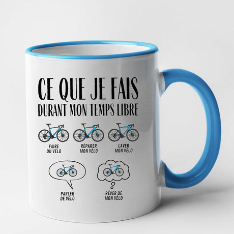 Mug Ce que je fais durant mon temps libre Vélo Bleu