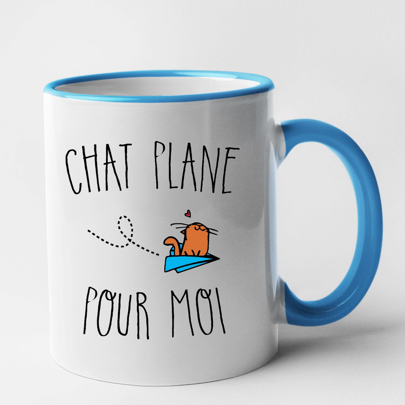 Mug Chat plane pour moi Bleu