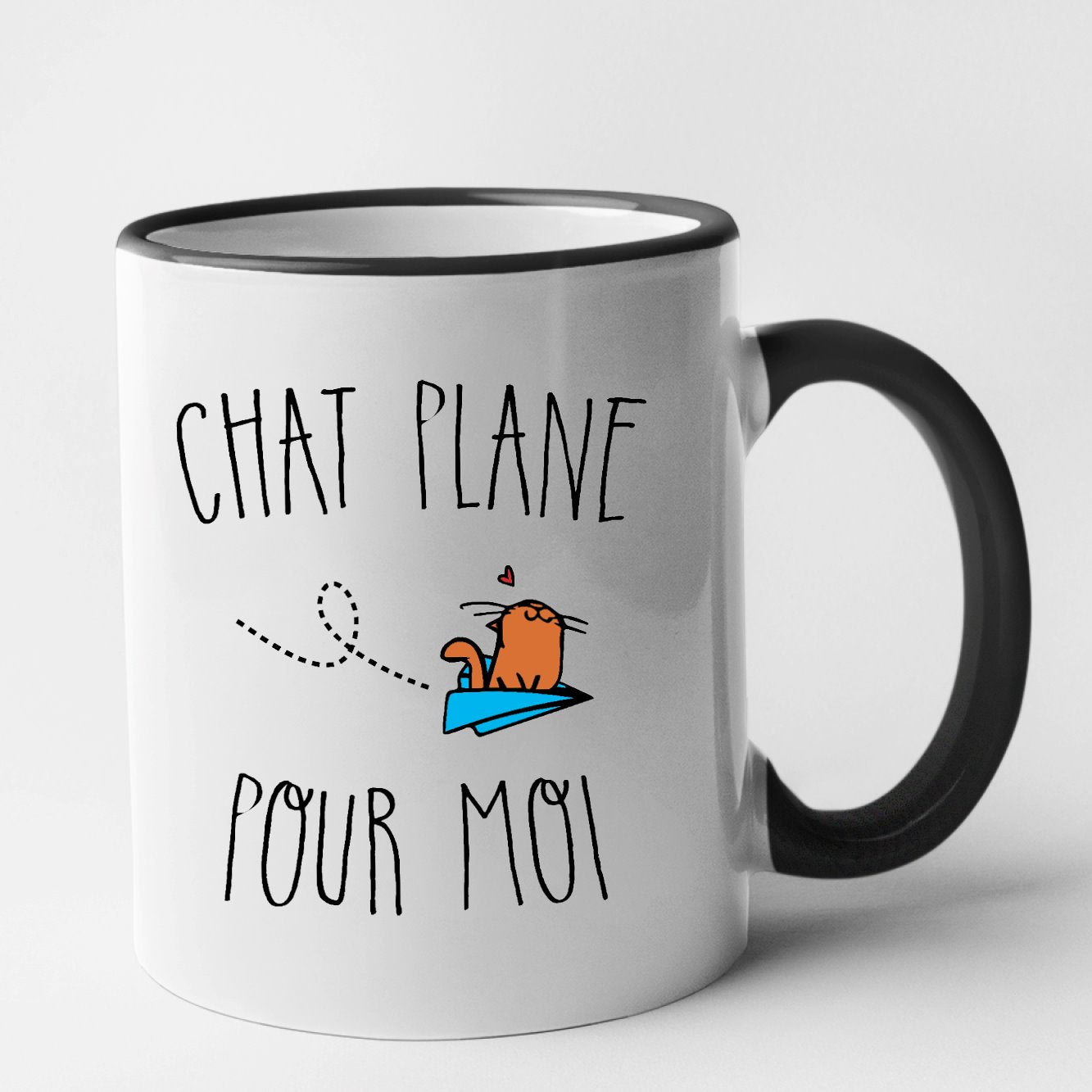 Mug Chat plane pour moi Noir