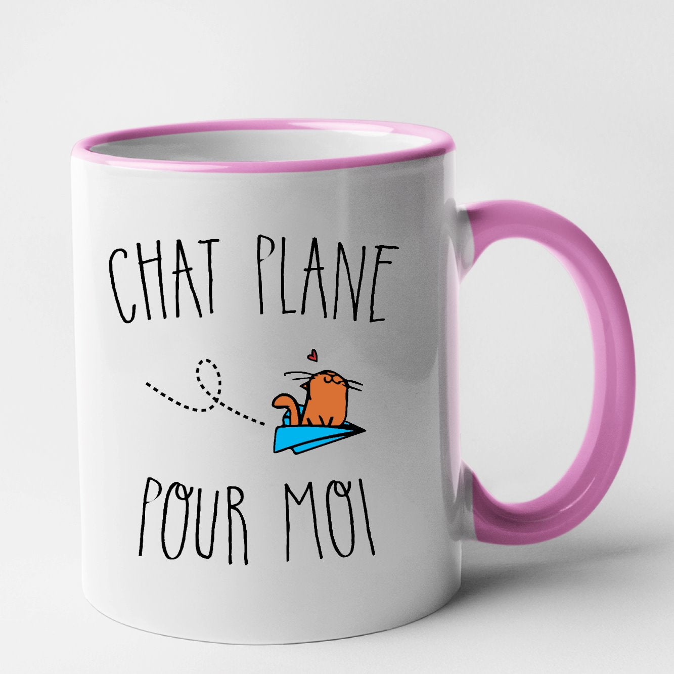 Mug Chat plane pour moi Rose