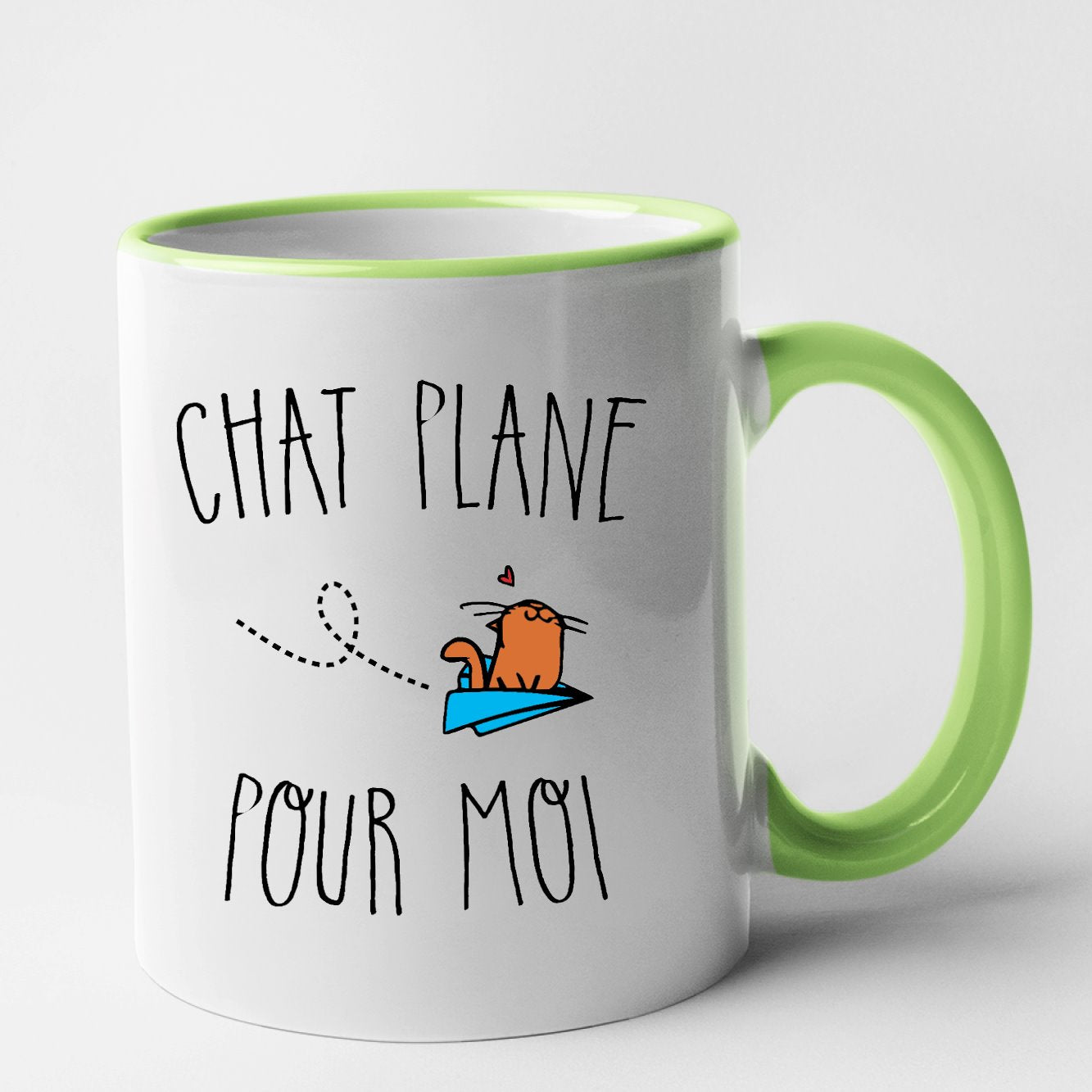 Mug Chat plane pour moi Vert