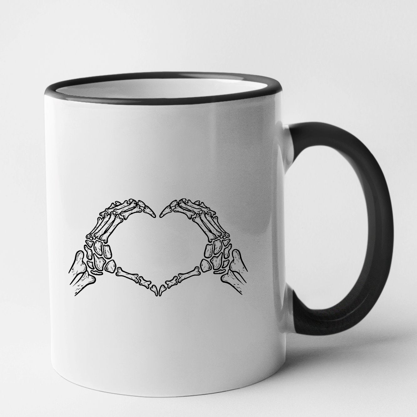 Mug Coeur mains squelette Noir