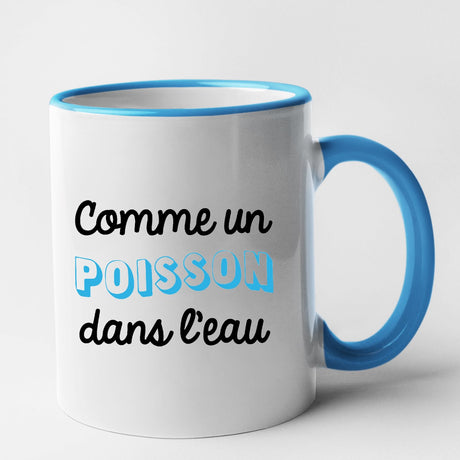 Mug Comme un poisson dans l'eau Bleu