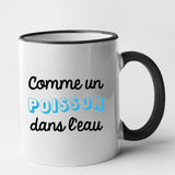 Mug Comme un poisson dans l'eau Noir