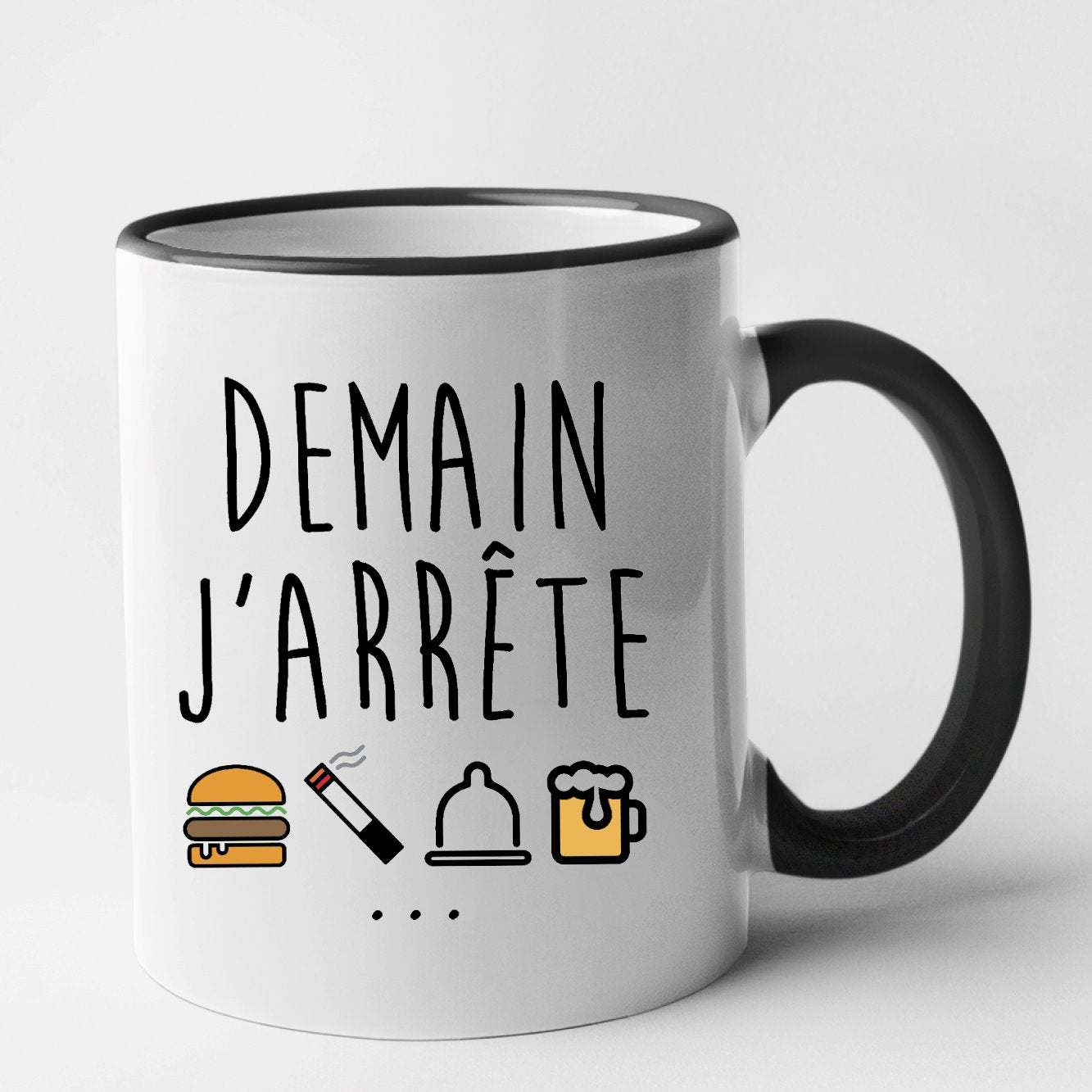 Mug Demain j'arrête Noir