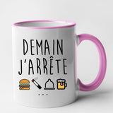 Mug Demain j'arrête Rose